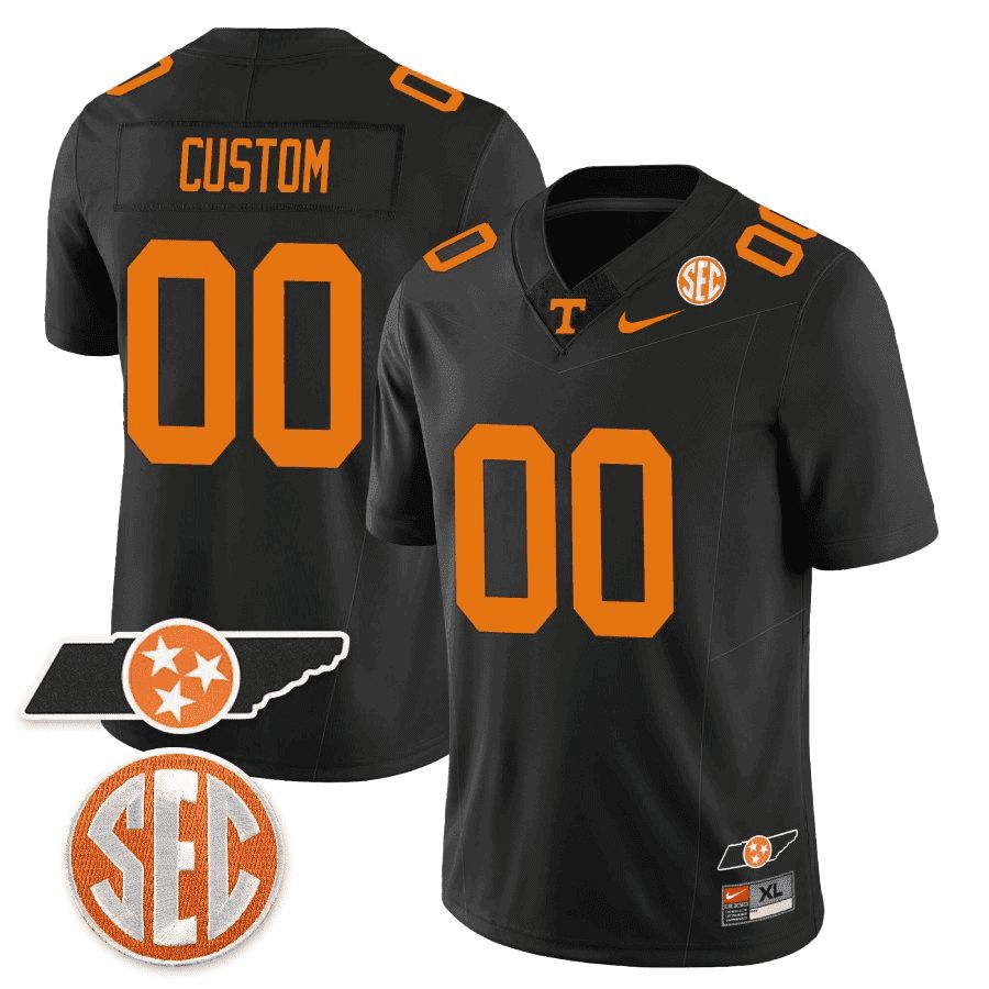 Men Tennessee Volunteers Black 2024 Nike Checkerboard & Alternate Custom NCAA Jersey style 1->customized nfl jersey->Custom Jersey